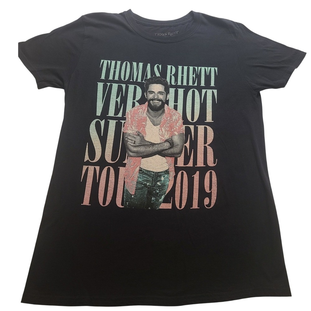 Thomas Rhett Very Hot Summer Tour 2019 Graphic T-Shirt Men's Medium Black Cotton